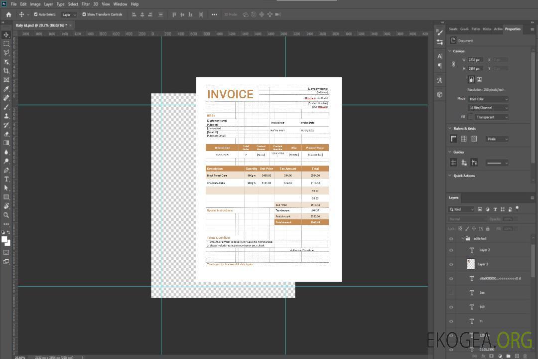 Modèle de facture de commande de gâteaux template Modèle de facture de commande de gâteaux template
